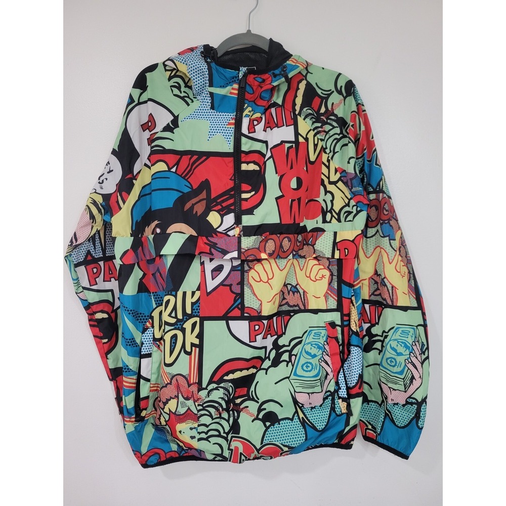 Reason Comic Print Pullover Hoodie Windbreaker Cartoon Art  Large‎